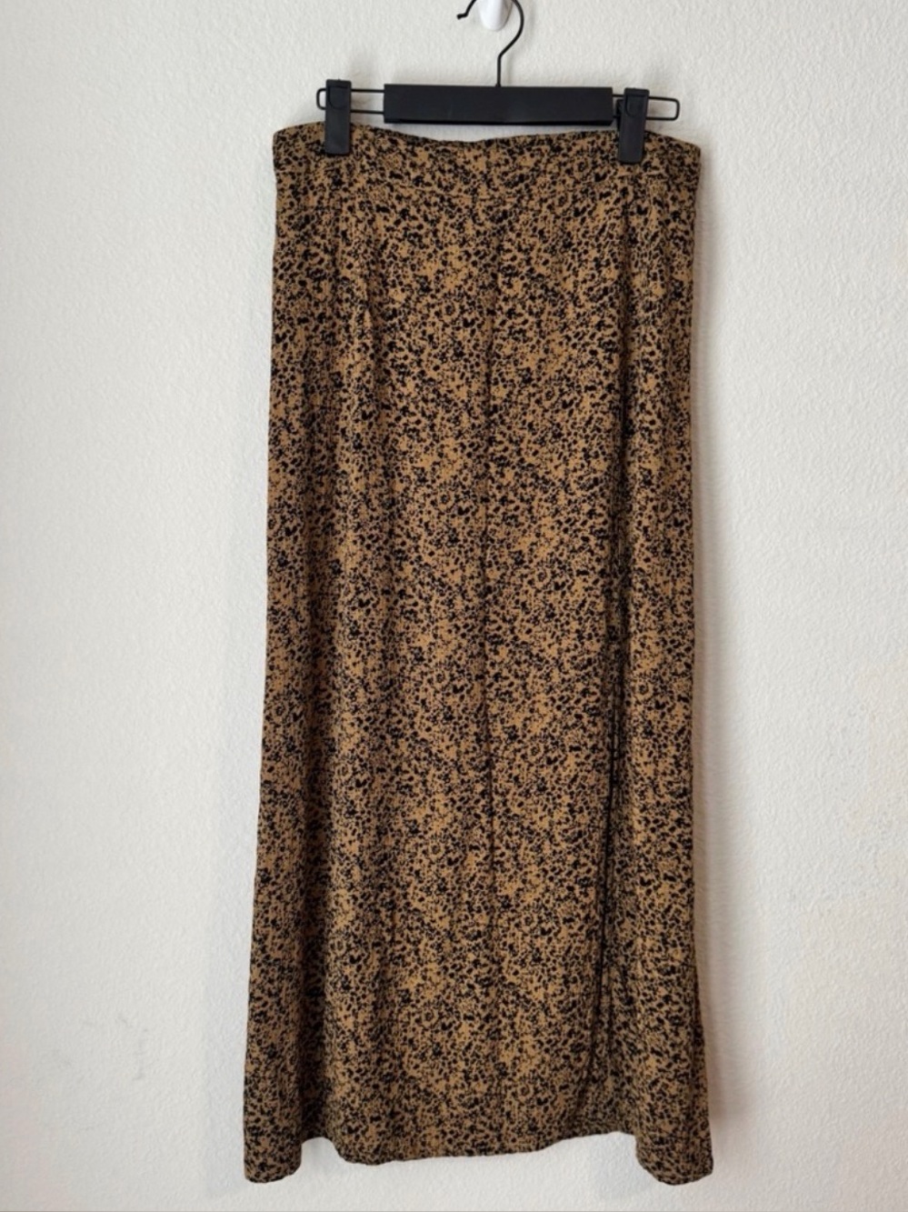 Versona Womens Tan Black Abstract Speckled‎ Print Maxi Skirt Size S Small